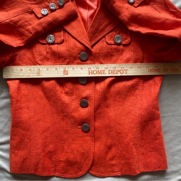 Harve Bernard Linen Blazer Womens 10 Orange Bright Career Wear Office Statement - Picture 7 of 12